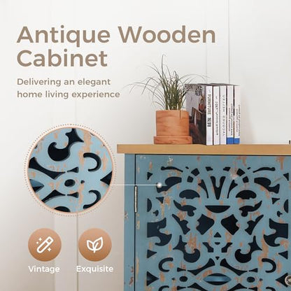 MAISON ARTS Small Accent Cabinet with Doors, Buffet Cabinet with Storage - color: Blue, style: 1-Door
