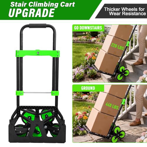 Stair Climbing Dolly with 6 Wheels, 2 in 1 Hand Truck Dolly Cart