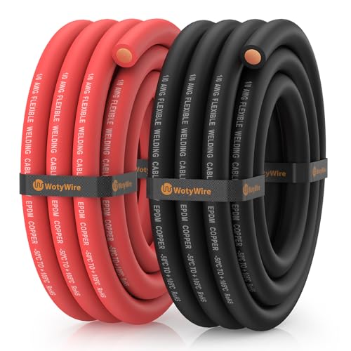 1/0 Gauge Wire Heavy Duty Battery Cable, 10FT Red + 10FT Black - color: 1/0awg, size: 10ft