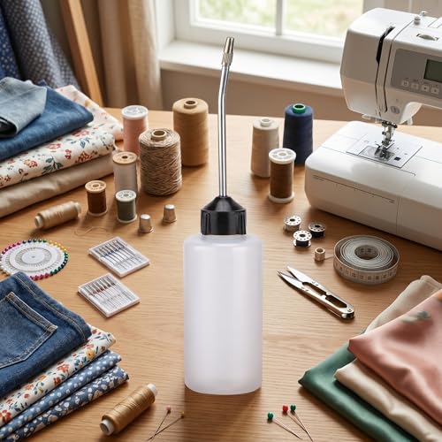 HEEPDD Sewing Machine Oil Dispenser Bottle, Precision Angled Spout Lubricating Squeeze Oiler for Household Industrial Machines Plastic 120ML 1 Pack