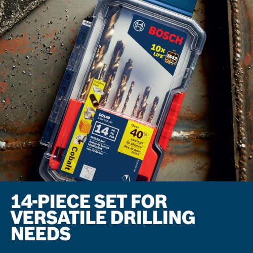 BOSCH CO14B 14-Piece Cobalt Drill Bit Set with Case - size: 14-Piece Drill Bit Set
