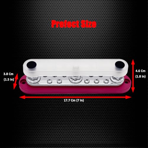 Ampper 3 x M10 Posts Power Distribution Block BusBar 10 M4 Screws, 7" Red - color: Red, size: 3M10+10M4