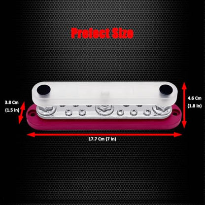 Ampper 3 x M10 Posts Power Distribution Block BusBar 10 M4 Screws, 7" Red - color: Red, size: 3M10+10M4
