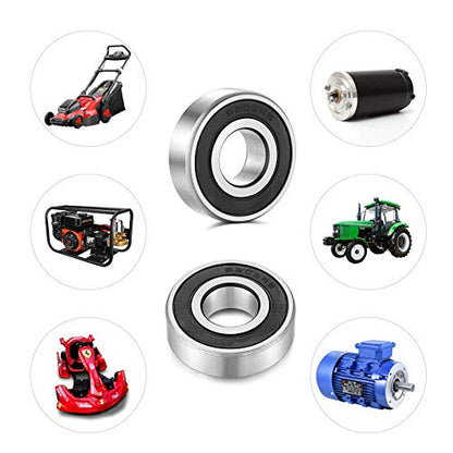 6203-2RS Double-Rubber Sealed Greased Ball-Bearings - 17x40x12mm, 2 Pcs, Widely Used in Garden Machinery, Outdoor Vehicles, Construction Machinery