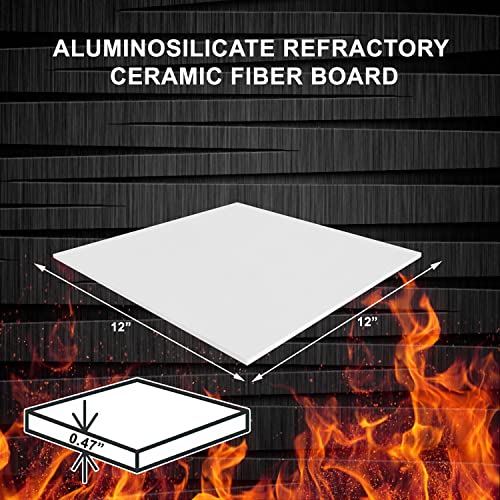 SIMOND STORE Ceramic Fiber Board, 2300F Rated, 0.47" x 12" x 12", Pack of 1 - size: 0.47" x 12" x 12" - 1 PIECE