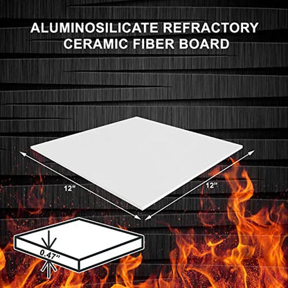 SIMOND STORE Ceramic Fiber Board, 2300F Rated, 0.47" x 12" x 12", Pack of 1 - size: 0.47" x 12" x 12" - 1 PIECE