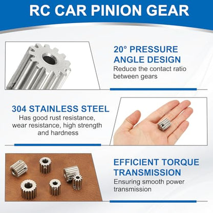 uxcell 2Pcs 1 Mod 13T Spur Gear 4mm Bore, 304 Stainless Steel Pinion Gear - size: 1 Mod 13T, 4mm