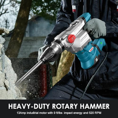 ENEACRO SDS-Max Heavy-Duty Rotary Hammer Drill, 9 Ft.lbs, 3 Functions
