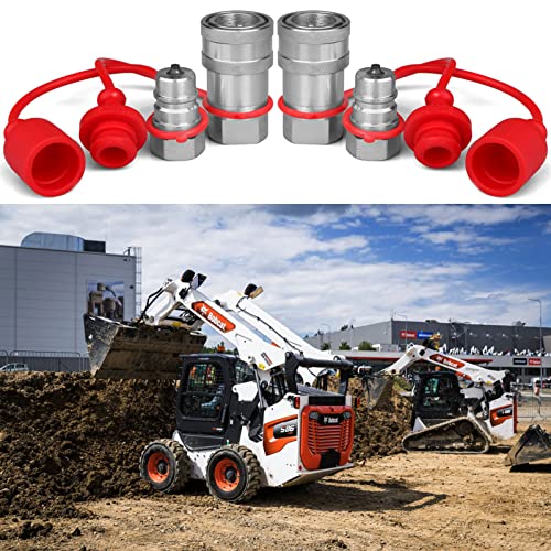 3/8" Ag ISO 5675 Pioneer Hydraulic Quick Connect Couplers with Dust Caps - size: 3/8" NPT Thread + 3/8" ISO 5675 Body