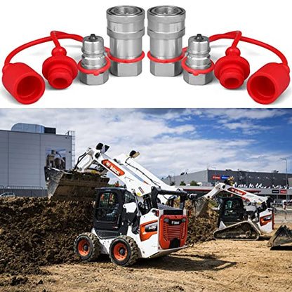 3/8" Ag ISO 5675 Pioneer Hydraulic Quick Connect Couplers with Dust Caps - size: 3/8" NPT Thread + 3/8" ISO 5675 Body