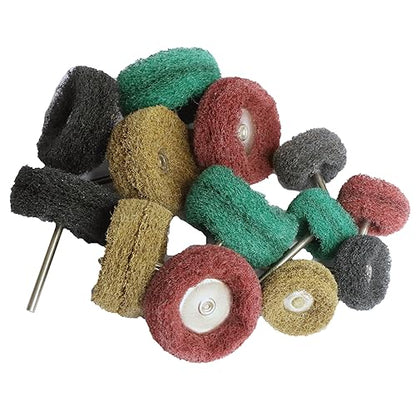FPPO 58PCS Abrasive Buffing Polishing Wheel Set for Rotary Tools,Scouring pad Mini Brush Polishing kit with 3mm Shank,Power-Operated Abrasive Wheels(Mix 58pcs) - color: Mix 48pcs
