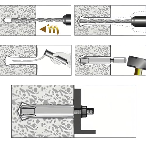 3/8" x 3" Wedge Anchor, 304 Stainless Steel Concrete Anchors, 8Pcs
