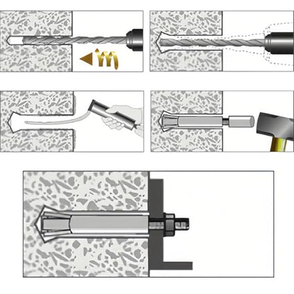 3/8" x 3" Wedge Anchor, 304 Stainless Steel Concrete Anchors, 8Pcs