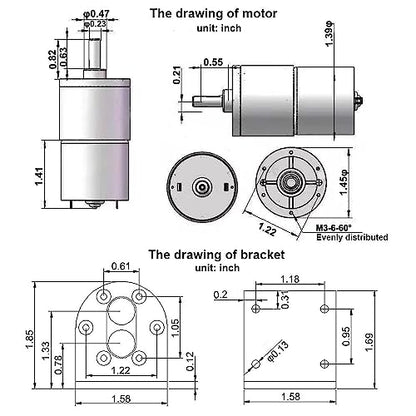 Bringsmart DC 12V 300rpm Gear Motor with Bracket Centric Shaft 37mm Gearbox - style: 12V 300RPM