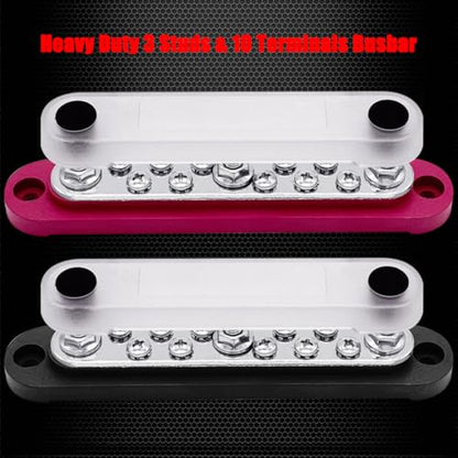 Ampper 3 x M6 Post Power Distribution Block BusBar 10 M4 Screws, 5.9" R & B - color: Red & Black, size: 3M6+10M4