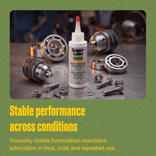 Super Lube Multi-Purpose Synthetic Oil w/Syncolon - Waterproof - NSF Rated - Industrial Grade - 3D Printer, Tool & Maintenance Use - Translucent White - Bottle - 4 oz (51004) - size: 4 fl oz