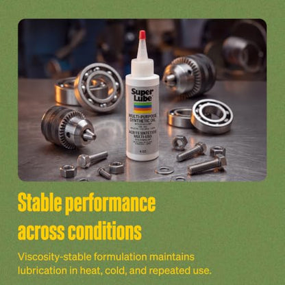 Super Lube Multi-Purpose Synthetic Oil w/Syncolon - Waterproof - NSF Rated - Industrial Grade - 3D Printer, Tool & Maintenance Use - Translucent White - Bottle - 4 oz (51004) - size: 4 fl oz