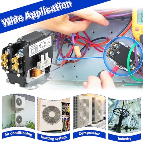 Dreyoo 1 Pack HVAC Motor Contactor, 24V 25Amp Coil 1 Pole Replacement Relay