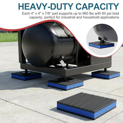 4-Pack Anti Vibration Pads, 4x4x7/8 Inch, EVA Rubber Isolation Mats