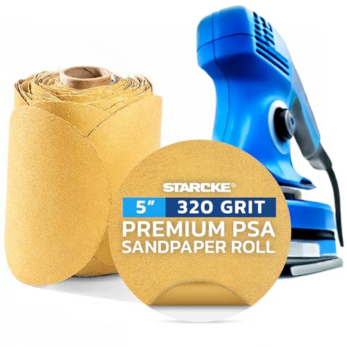 5 inch Sanding Discs 80 Grit Sandpaper Discs PSA Adhesive Sandpaper Roll No Hole - Disc Gold Round Sanding Paper, Durable Sand Paper for Wood, Auto Body, Metal, Marine Paint for Smooth Surfaces - style: 5 Inch / 320 Grit