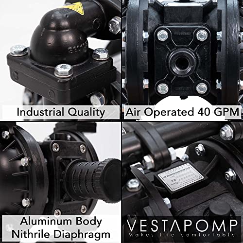 Vestapomp Air Operated Double Diaphragm Pump (1 inch - Aluminum - Nitrile)