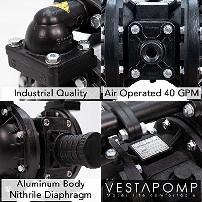 Vestapomp Air Operated Double Diaphragm Pump (1 inch - Aluminum - Nitrile)