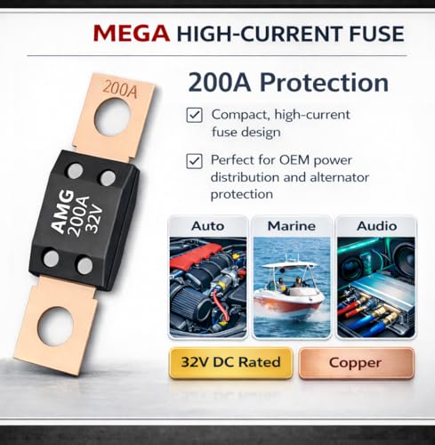 MGI SpeedWare MEGA Fuse Holder Kit with Fuse – Heavy Duty Bolt-Down Battery Fuse Block for Automotive, Marine, RV & High Current Power Distribution Systems (200 AMP) - size: 200 AMP