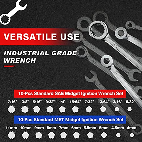 SPEEDWOX Mini Wrench Set 4mm-11mm & 5/32"-7/16" Open and Box End Wrench Set - size: 2 set wrench