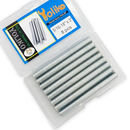8pcs Silver Zinc Fully All Threaded Rod Carbon Steel Long Thread Screw 5/16x3 for Furniture Garden Railing Mounting Assembly Fastening Steel Frame Connection Full Thread Rod for Furniture - size: Silver-Zinc 5/16x3 Inch-8P