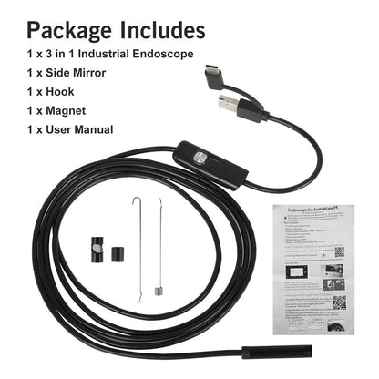 Three in one 5.5mm Mobile Phone Endoscope, Automotive Pipeline Repair Tool, high-Definition Camera, Industrial Probe