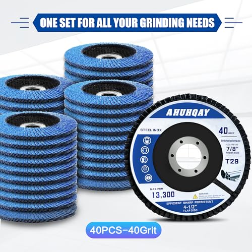40 Pack Flap Discs 4 1/2" for Angle Grinder, 40Grit T29 Flap Disc, Die Grinder Sanding Disc, Zirconia Grinding Wheel for Metal, Wood, Stainless Steel Polishing Finishing - color: 40 Pack 40 Grit