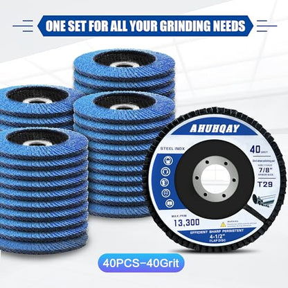 40 Pack Flap Discs 4 1/2" for Angle Grinder, 40Grit T29 Flap Disc, Die Grinder Sanding Disc, Zirconia Grinding Wheel for Metal, Wood, Stainless Steel Polishing Finishing - color: 40 Pack 40 Grit