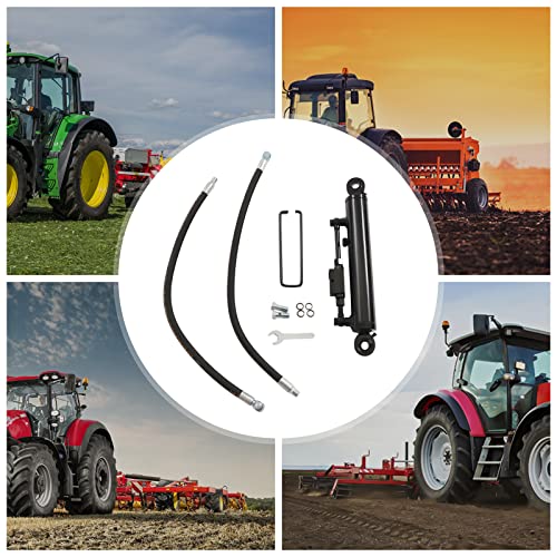 Double-Acting Hydraulic Cylinder, Hydraulic Top Link Cat. 2-2 with Locking Block 19 11/16-28” with 2 Hose and a 2-Way Check Valve Good Sealing for Tractors, Excavators