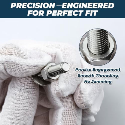 8 Sets Glvaner 3/8-16 x 1/2" Stainless Steel Hex Head Screws Bolts, Nuts, Flat & Lock Washers, 18-8 (304) Stainless Steel, Full Thread, Coarse Thread - size: 3/8-16 x 1/2"
