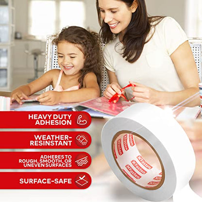 XFasten Double Sided Sticky Tape, Removable, 4-Inches x 20-Yards, Single Roll Ideal as a Anti-Scratch Cat Training Tape, Holding Carpets, and Woodworking (Pack of 2) - size: 4-Inches x 20-Yards (Pack of 2)