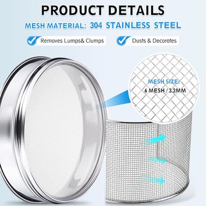 PATIKIL Lab Sieve 6 Mesh(3.2mm) 3.9"(10cm) Diameter Sifting Screen - size: 6 Mesh(3.2mm)/3.9"