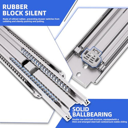SLIDEWAY 500Lbs Heavy Duty Drawer Slides 28" Full Extension Long Rails - color: W:76mm-500LBS(without lock), size: 28 Inch