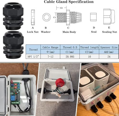 Zulkit 2pcs Junction Box ABS Plastic Dustproof Waterproof IP65 Electrical Boxes Hinged Shell Outdoor Universal Project Enclosure, 5.9 x 3.9 x 2.8 inch - size: 5.9" x 3.9" x 2.8"(2pcs)
