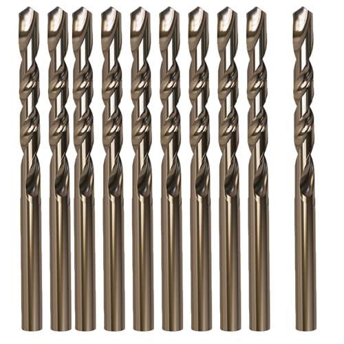 10 Pcs 5mm M35 Cobalt Drill Bits, Jobber bits for Steel & Metal - size: 5mm