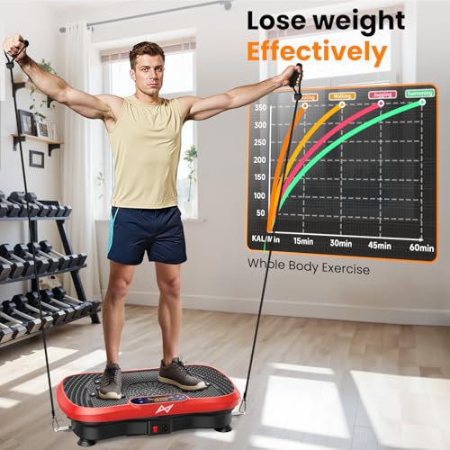 AXV Vibration Plate Exercise Machine Fitness Platform Body Vibrating Board - color: BT.PRO.RED