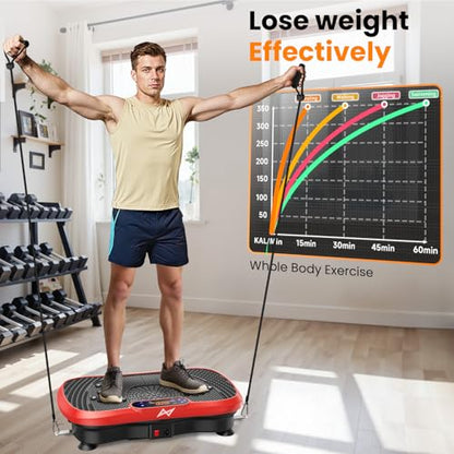 AXV Vibration Plate Exercise Machine Fitness Platform Body Vibrating Board - color: BT.PRO.RED