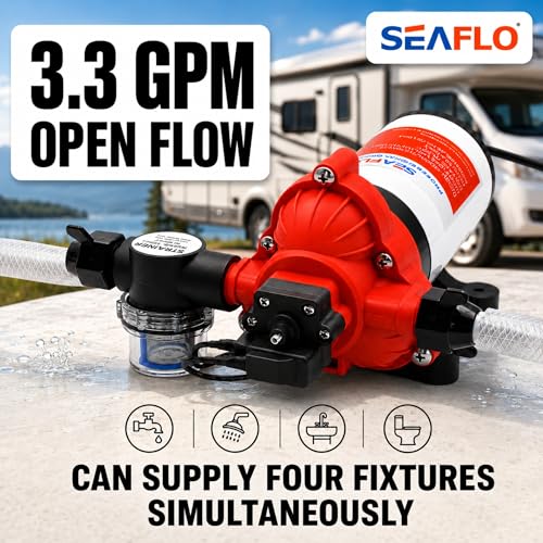 SEAFLO 33 Series 110V/115V AC Fresh Water Pump, 3.3 GPM 45 PSI Self-Priming Pressure Pump with Smart Pressure Switch, Automatic Demand Pump for RV, Caravan Marine Boat Industrial Use, 4-Year Warranty - style: 3.3 GPM | 115V