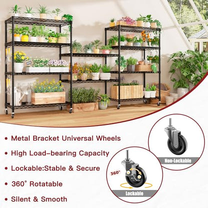 PrimeZone 74" H Wire Shelving 1250lbs 5 Tier Storage Shelves with Wheels - size: 36" W x 14" D x 74" H
