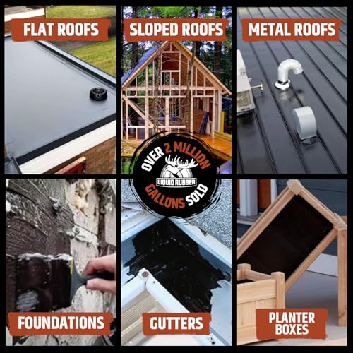 Liquid Rubber Waterproof Sealant - Roof & Gutter Coating, Black, 5 Gallon - size: 5 Gallon