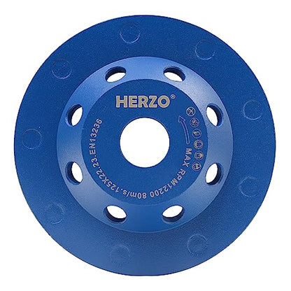 HERZO Diamond Concrete Cup Wheel 5 Inch, Grinding Cup Wheel for Stone Concrete Surface, Cement, Marble, Rock, Granite, and Thinset Removing, Angle Grinder Wheels Cup - size: 5 Inch New Version