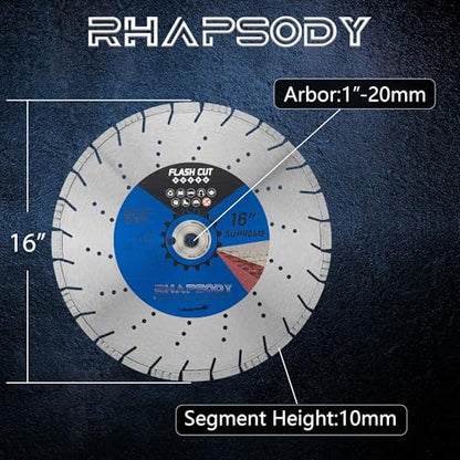 RHAPSODY 16Inch Laser Welded Diamond Saw Blade,Segmented All Purpose Blade - size: 16 Inch