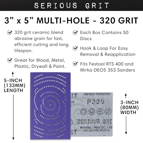 Serious Grit - 3x5 (80x133mm) P320 Grit Ceramic Sanding Sheets - 50 Pack - style: 320 Grit