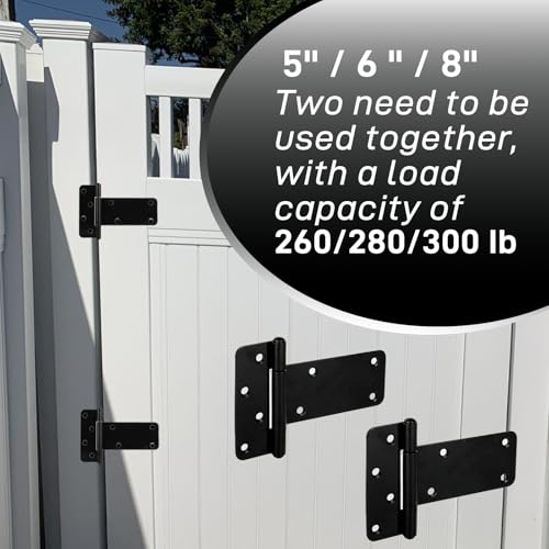 2 Pack 5” Heavy Duty Gate Hinges,260 Lbs Capacity Black Door Hinges - size: 5 inches - 2 Pack
