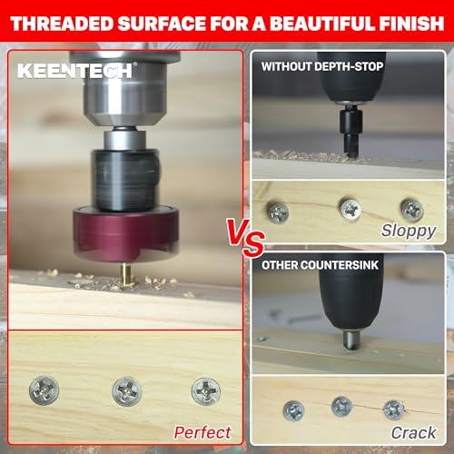 KEENTECH 3/8" x 1/8" Carbide Tipped Countersink Drill Bit with Depth Stop - size: 3/8" * 1/8"