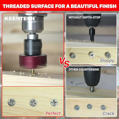 KEENTECH 3/8" x 1/8" Carbide Tipped Countersink Drill Bit with Depth Stop - size: 3/8" * 1/8"
